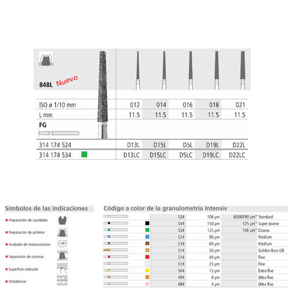 FG D5L/6 848L-016 FG DIAM. MEDIO 6U. — Innvori Dental