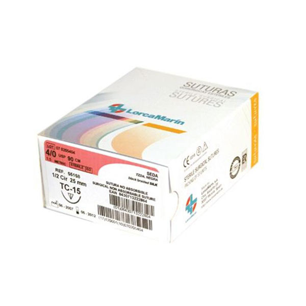 HEBRA TRENZADA SEDA NEGRA SIN AGUJA 100cm. 3/0 50u — Innvori Dental