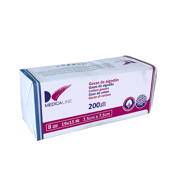 GASAS 7,5x7,5cm. NO ESTERIL MALLA 19x15 8-PLY 200u — Innvori Dental