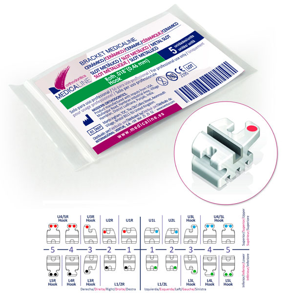 Bracket ML Cerámico r/metal Roth .022 U4/5L Hook — Innvori Dental