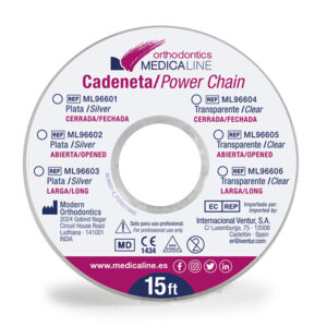 CADENITA ELASTICA P/LIGADURAS GRIS ESTRECHA 5u. — Innvori Dental
